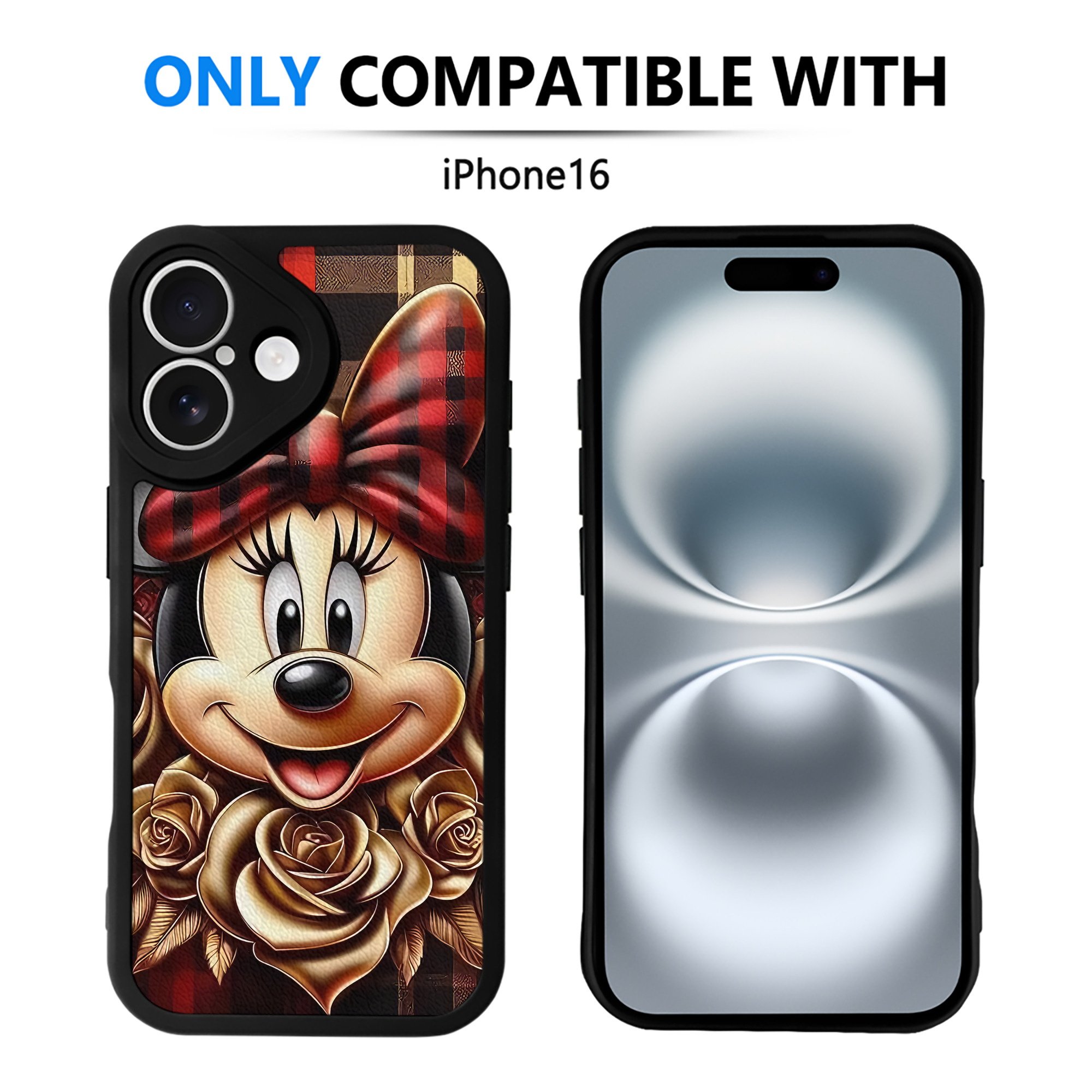 （画像用） ミッキーマウス Mickey Mouse 【iPhone 16シリーズ対応】シリコンスマホケース（レザー調） 材質：シリコン